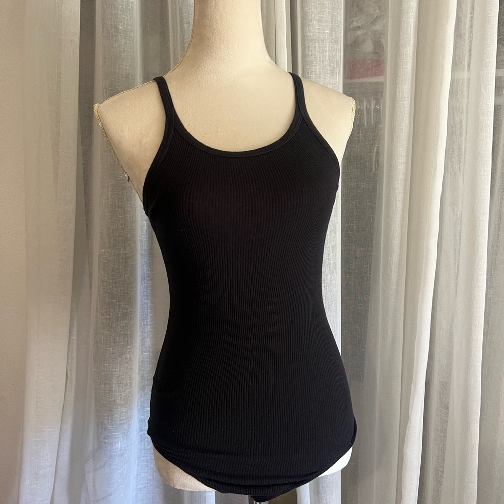 Clyque the label Sleek Black Ribbed Bodysuit